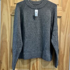 Gap Gray Ribbed Knit Sweater Crewneck Long Sleeve Womens Large